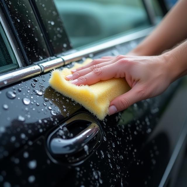 Exterior hand wash in action
